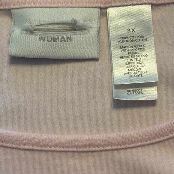 Plus Size Pink Sleeveless Top 3X 100% Cotton Lightweight Casual Women's Shirt - Picture 2 of 5